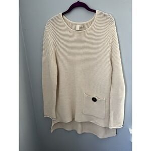 Shannon Passero Women's Size M Pullover hi-low Long SleevCrew Neck Beige,Sweater